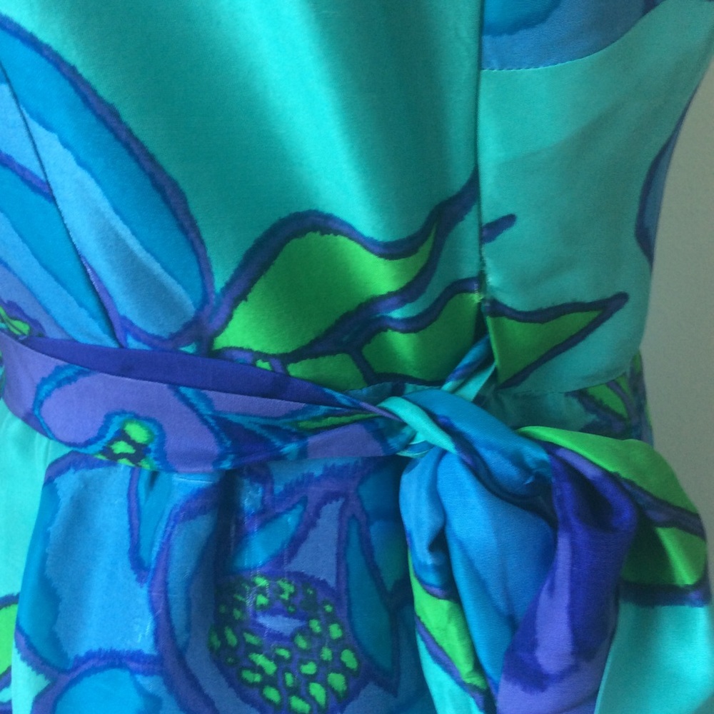 Kate Spade Turquoise Floral Wrap Dress / Size 8 - Picture 11 of 12